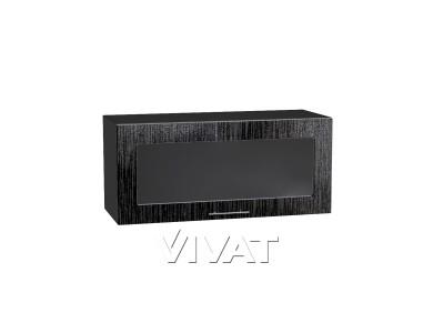Шкаф верхний горизонтальный со стеклом Валерия-М 800 Чёрный металлик дождь / Graphite