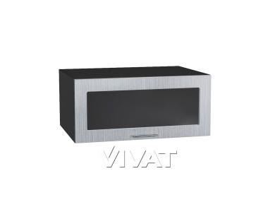 Шкаф верхний горизонтальный с увеличенной глубиной со стеклом Валерия-М 810 Серый металлик дождь светлый / Graphite