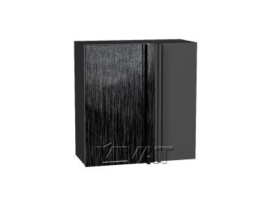 Шкаф верхний прямой угловой Валерия-М 700 Чёрный металлик дождь / Graphite