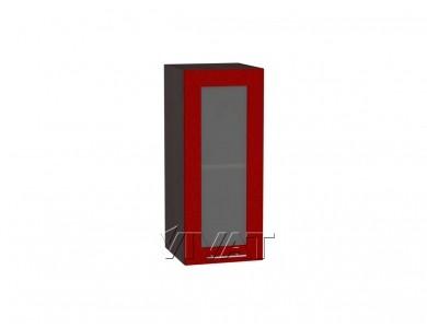 Шкаф верхний со стеклом Валерия-М 300 Гранатовый металлик / Венге