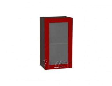 Шкаф верхний со стеклом Валерия-М 400 Гранатовый металлик / Венге