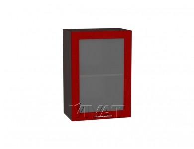 Шкаф верхний со стеклом Валерия-М 500 Гранатовый металлик / Венге