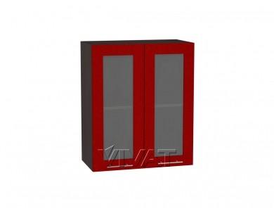 Шкаф верхний со стеклом Валерия-М 600 Гранатовый металлик / Венге