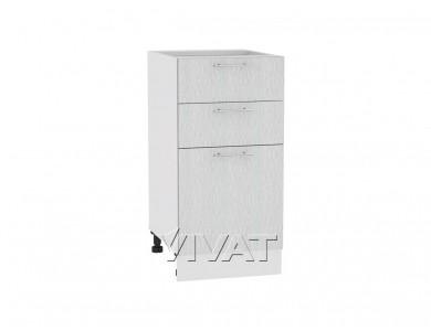 Шкаф нижний с 3-мя ящиками Валерия-М 400 Серый металлик дождь светлый / Белый