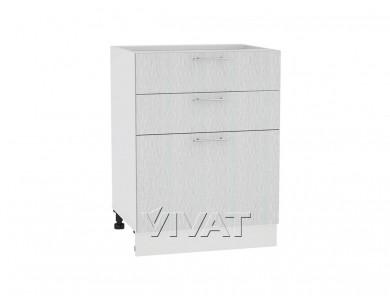 Шкаф нижний с 3-мя ящиками Валерия-М 600 Серый металлик дождь светлый / Белый