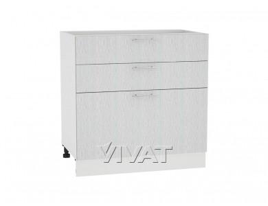 Шкаф нижний с 3-мя ящиками Валерия-М 800 Серый металлик дождь светлый / Белый