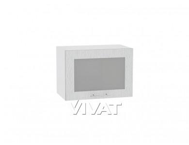 Шкаф верхний горизонтальный со стеклом Валерия-М 500 Серый металлик дождь светлый / Белый