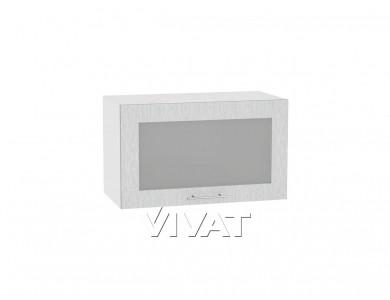 Шкаф верхний горизонтальный с увеличенной глубиной со стеклом Валерия-М 610 Серый металлик дождь светлый / Белый