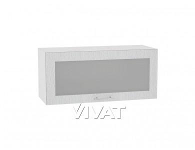 Шкаф верхний горизонтальный с увеличенной глубиной со стеклом Валерия-М 810 Серый металлик дождь светлый / Белый
