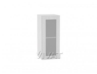 Шкаф верхний со стеклом Валерия-М 300 Серый металлик дождь светлый / Белый