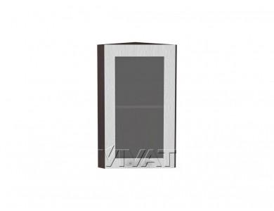 Шкаф верхний торцевой со стеклом Валерия-М 300Н Серый металлик дождь светлый / Венге