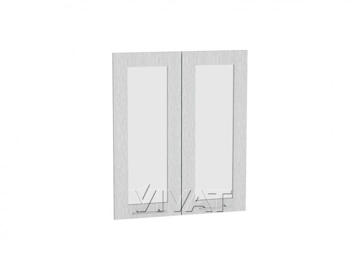 Комплект фасадов Валерия-М со стеклом для каркаса Ф-45 В600 Серый металлик дождь светлый