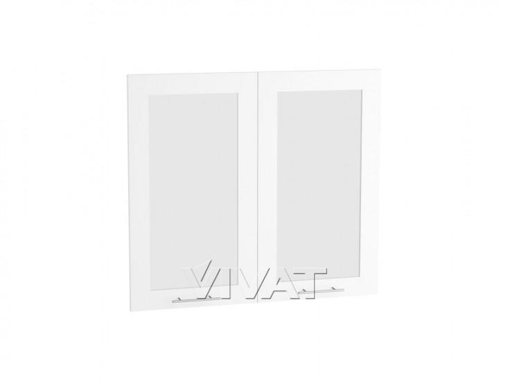 Комплект фасадов Валерия-М со стеклом для каркаса Ф-55Н В809 Белый глянец