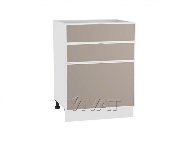 Шкаф нижний с 3-мя ящиками Фьюжн-AL 600 Cappuccino / Белый