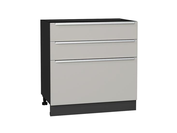 Шкаф нижний с 3-мя ящиками Фьюжн 800 Silky Light Grey / Graphite