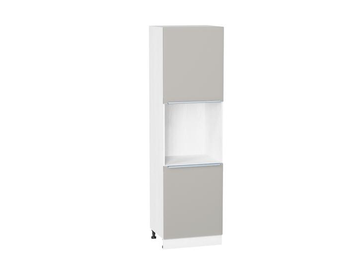 Шкаф пенал под бытовую технику Фьюжн 600 (для верхних шкафов 720) Silky Light Grey / Белый