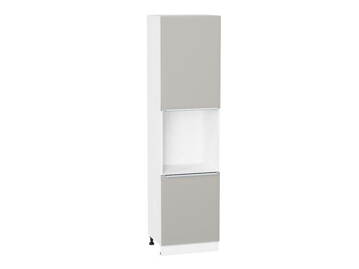Шкаф пенал под бытовую технику Фьюжн 600Н (для верхних шкафов 920) Silky Light Grey / Белый