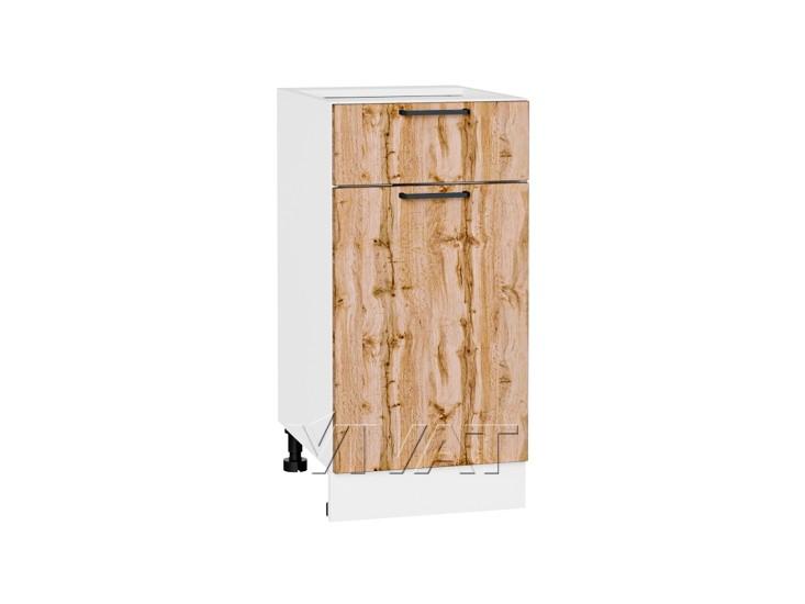 Шкаф нижний с 1 ящиком Флэт 400 Wotan Oak 2S / Белый