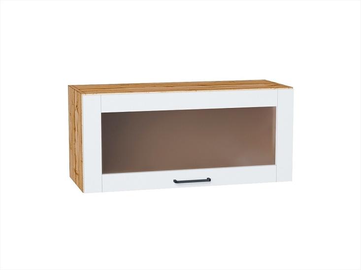 Шкаф верхний горизонтальный со стеклом Флэт 800 White In 2S / Дуб Вотан