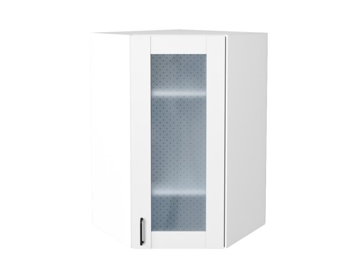 Шкаф верхний угловой со стеклом Лофт 590 Super White / Белый