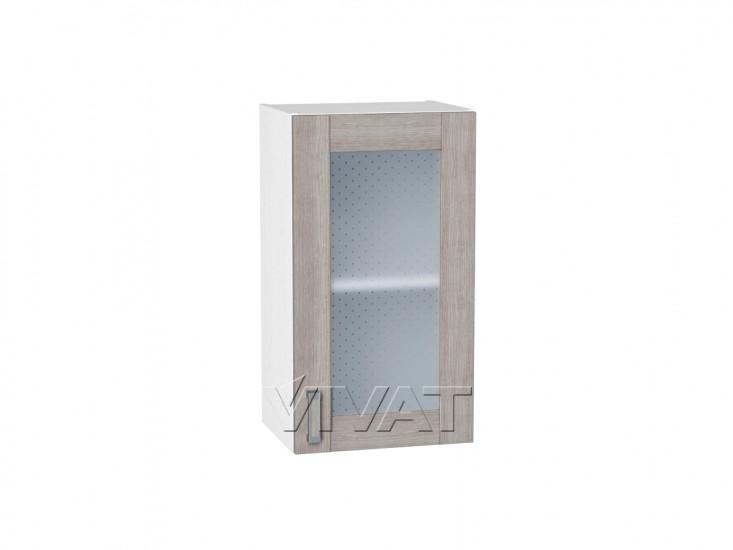 Шкаф верхний со стеклом Лофт 400 Cappuccino Veralinga / Белый