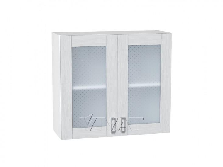 Шкаф верхний со стеклом Лофт 800 Snow Veralinga / Белый
