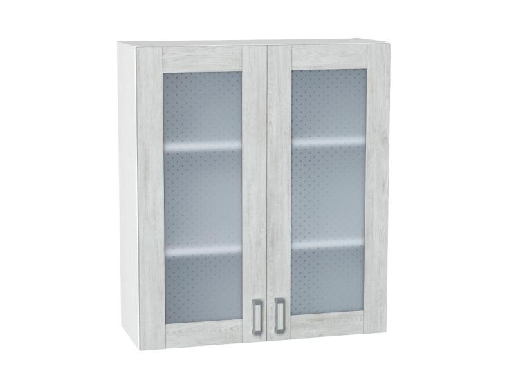 Шкаф верхний со стеклом Лофт 800Н Nordic Oak / Белый