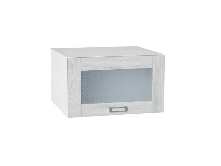 Шкаф верхний горизонтальный с увеличенной глубиной со стеклом Лофт 610 Nordic Oak / Белый
