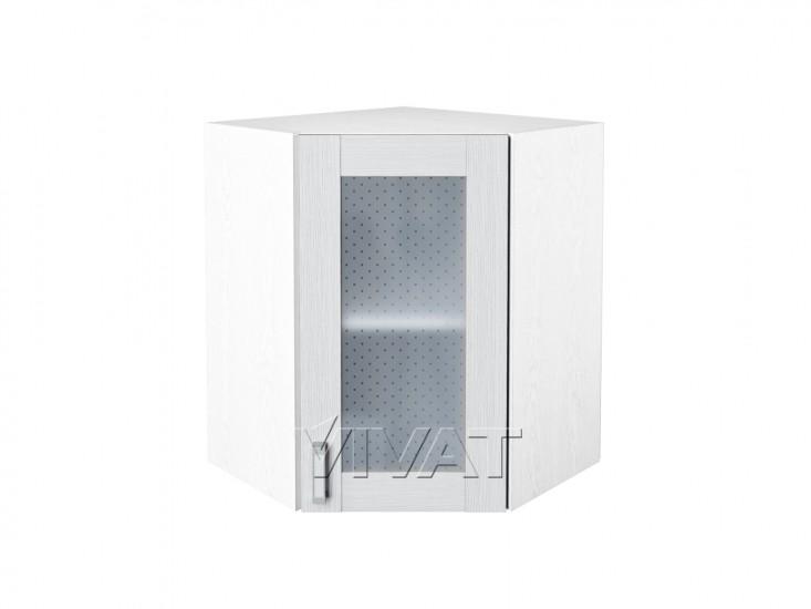 Шкаф верхний угловой со стеклом Лофт 590 Snow Veralinga / Белый