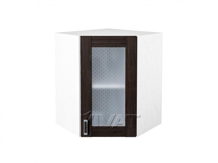 Шкаф верхний угловой со стеклом Лофт 590 Wenge Veralinga / Белый