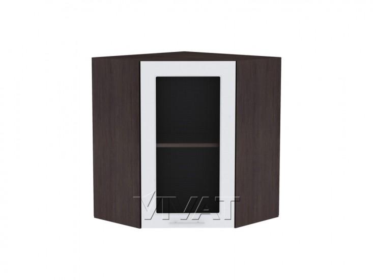 Шкаф верхний угловой со стеклом Ницца Royal 590 Blanco / Graphite