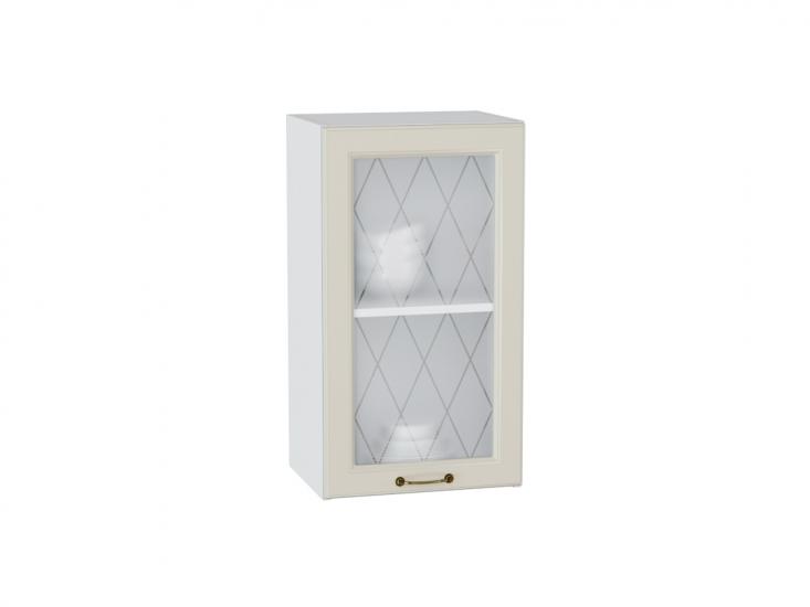 Шкаф верхний со стеклом Ницца 400 Агат / Белый