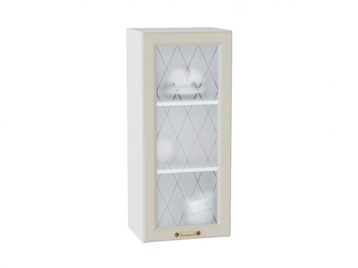 Шкаф верхний со стеклом Ницца 400Н Агат / Белый