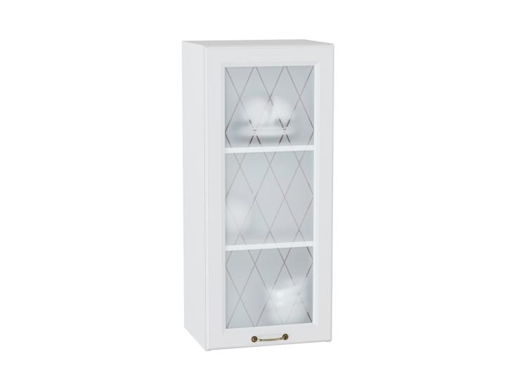 Шкаф верхний со стеклом Ницца 400Н Белый / Белый