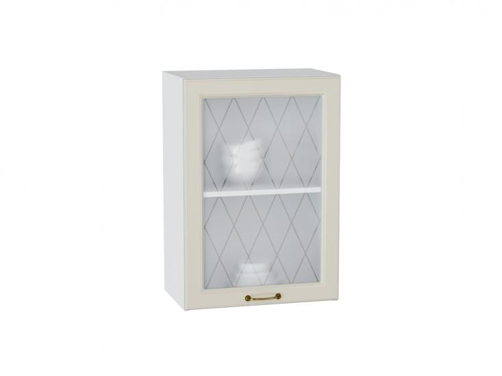 Шкаф верхний со стеклом Ницца 500 Агат / Белый