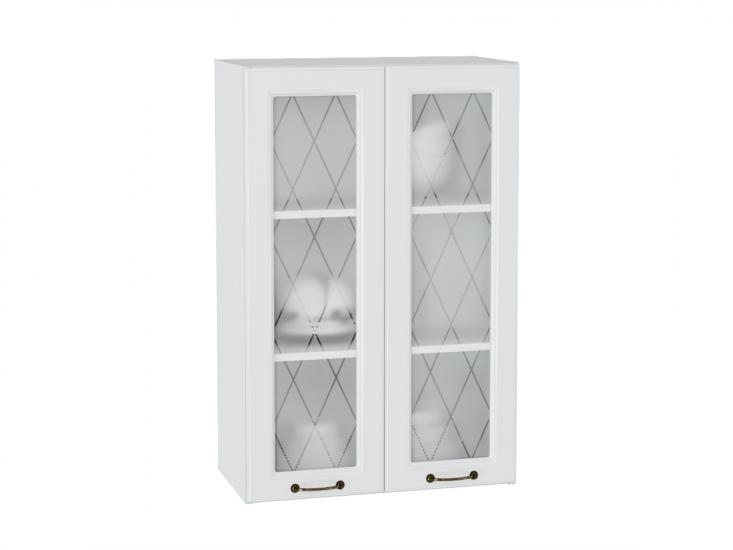 Шкаф верхний со стеклом Ницца 600Н Белый / Белый