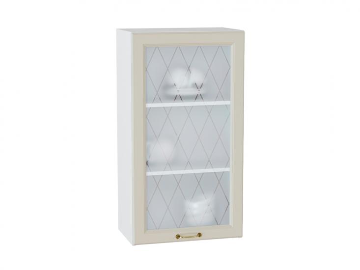 Шкаф верхний со стеклом Ницца 500Н Агат / Белый