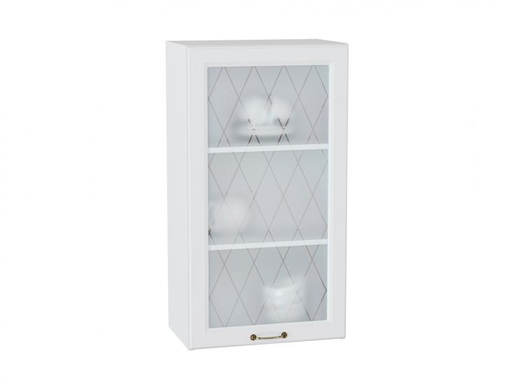Шкаф верхний со стеклом Ницца 500Н Белый / Белый