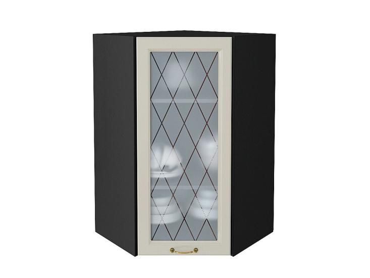 Шкаф верхний угловой со стеклом Ницца 590Н Агат / Graphite
