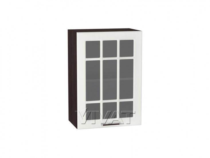 Шкаф верхний со стеклом Прага 500 Белое дерево / Венге