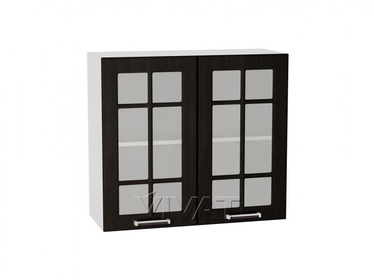 Шкаф верхний со стеклом Прага 800 Венге Премиум / Белый