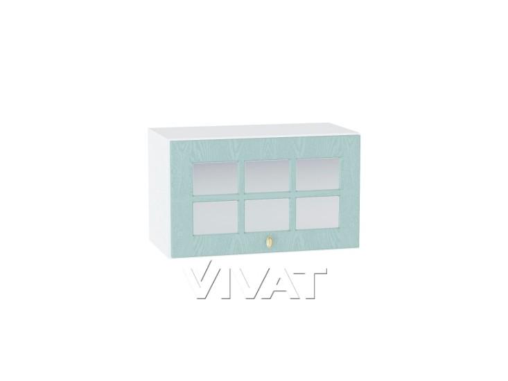 Шкаф верхний горизонтальный со стеклом Прованс 600 Голубой / Белый