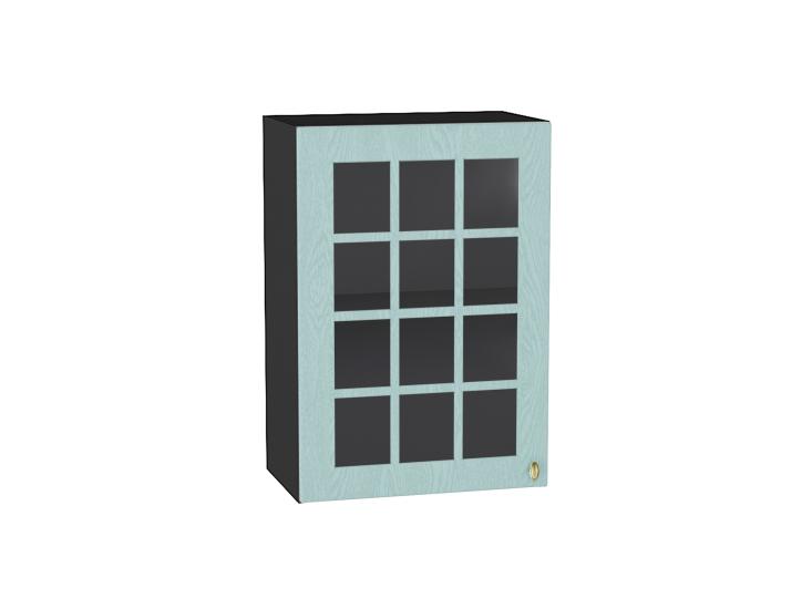 Шкаф верхний со стеклом Прованс 500 Голубой / Graphite