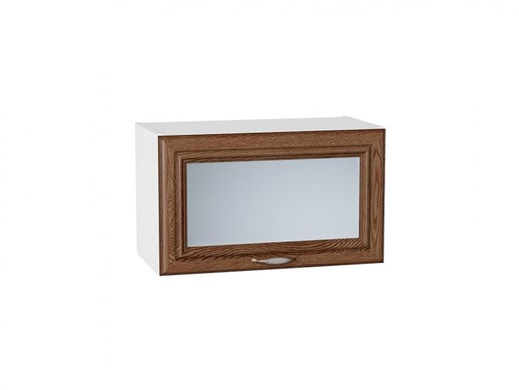 Шкаф верхний горизонтальный со стеклом Шале 600 Brown Dreamline / Белый