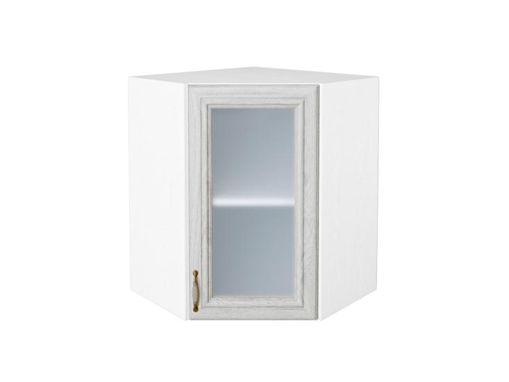 Шкаф верхний угловой со стеклом Шале 590 White Dreamline / Белый