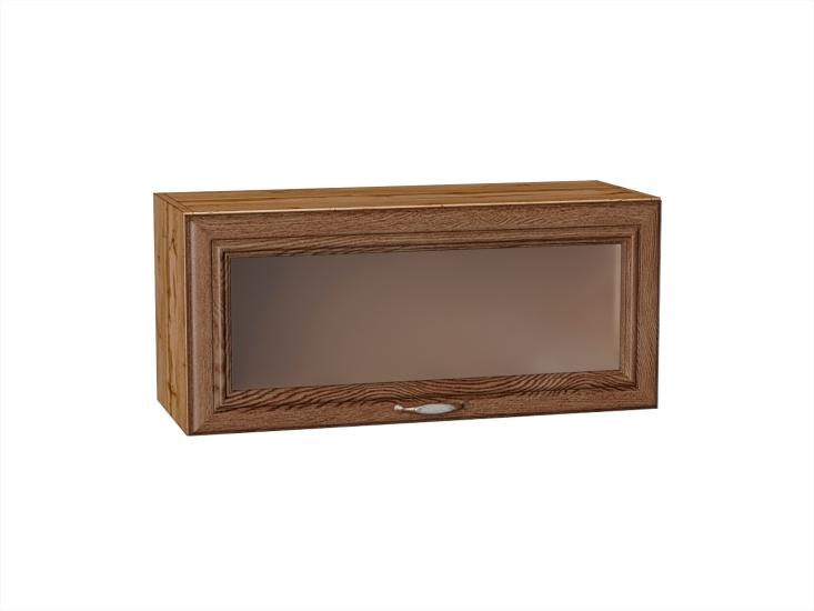 Шкаф верхний горизонтальный со стеклом Шале 800 Brown Dreamline / Дуб Вотан