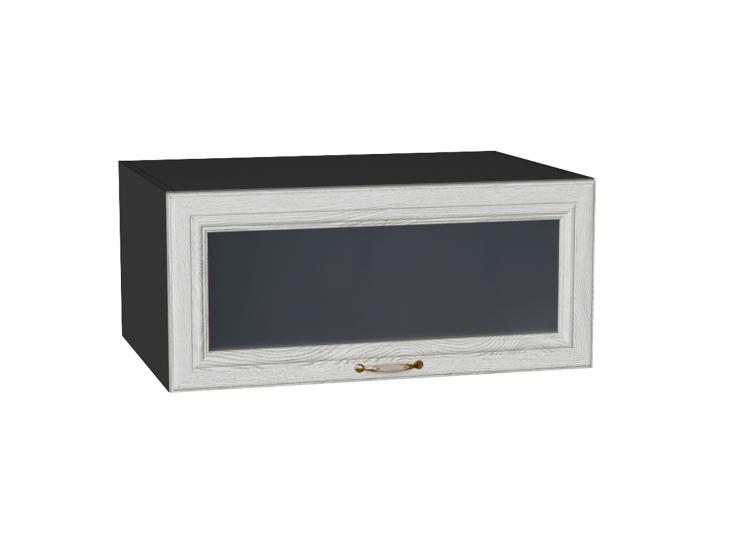 Шкаф верхний горизонтальный с увеличенной глубиной со стеклом Шале 810 White Dreamline / Graphite