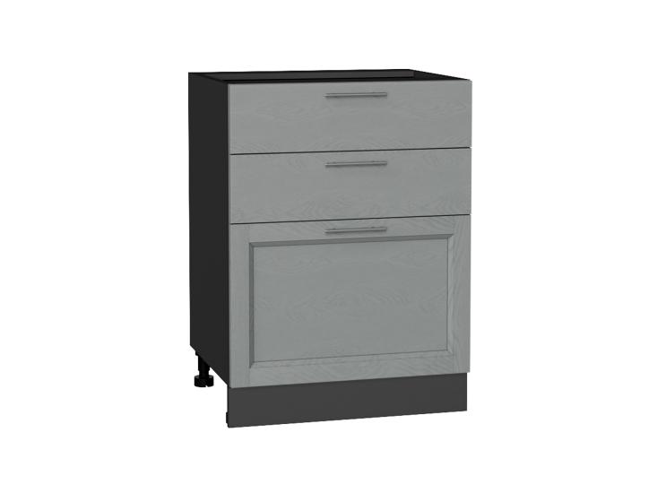 Шкаф нижний с 3-мя ящиками Сканди 600 Grey Softwood / Graphite