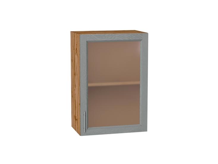 Шкаф верхний со стеклом Сканди 500 Grey Softwood / Дуб Вотан