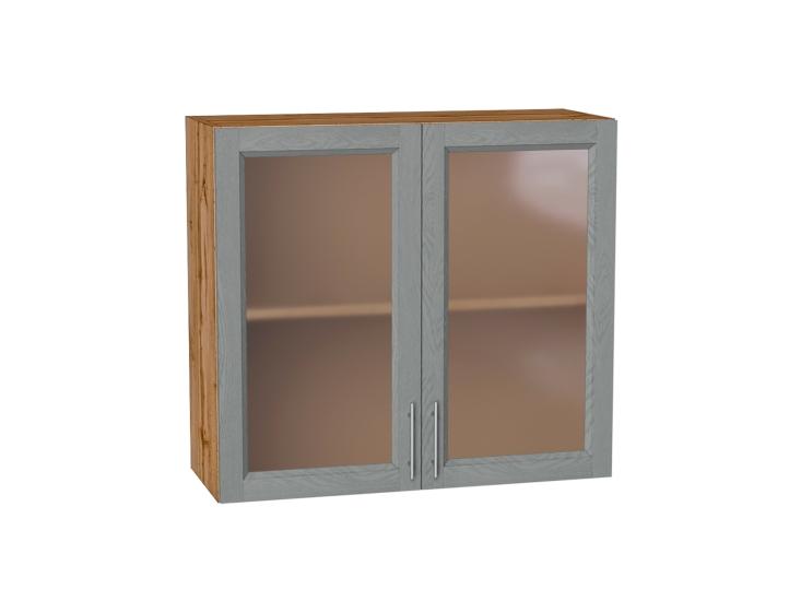 Шкаф верхний со стеклом Сканди 800 Grey Softwood / Дуб Вотан